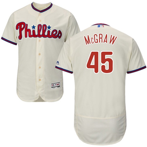 Phillies #45 Tug McGraw Cream Flexbase Authentic Collection Stitched MLB Jersey